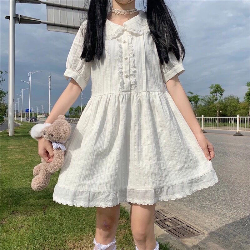 First Love Slim White Dress Japanese Style Soft Girl Sweet Dress ...