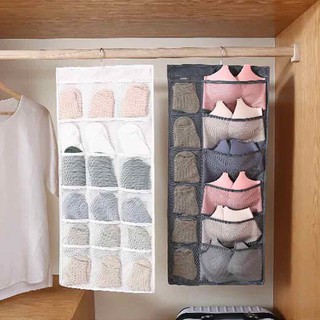 HoldPeak Double Sided Hanging Closet Organizer Closet Organizer with 30 Mesh Pockets and Rotating Metal Hook for Underwear Toilet Stockings Bra Accessories 