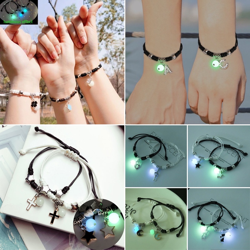 2Pcs Luminous Bracelet For Women Men Adjustable Bracelets for Couple Best Friends Friendship