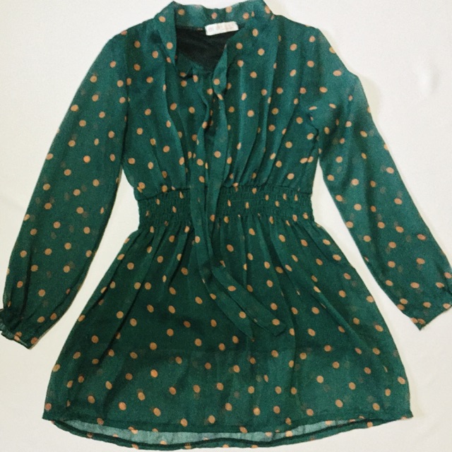 green polka dot dress