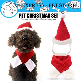Pet Christmas Hat Scarf Set Pet Dog Cat Merry Christmas Santa Hat And Scarf