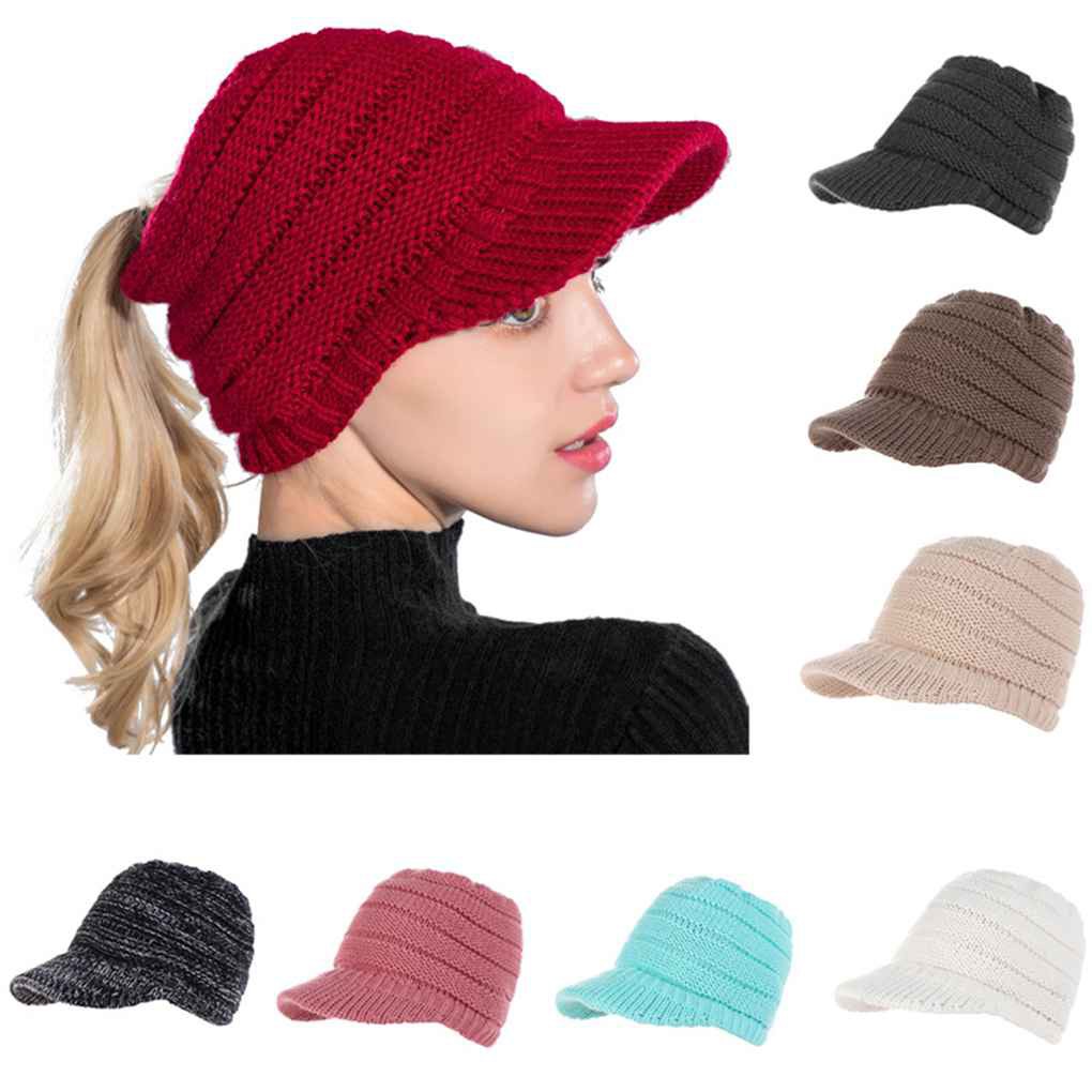 womens knit hat with visor