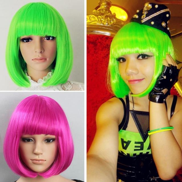 Bar Singer Fluorescent Color Green Color Blue Off White Short Stylebobowave Headcosplayanimation Wig Shopee Philippines