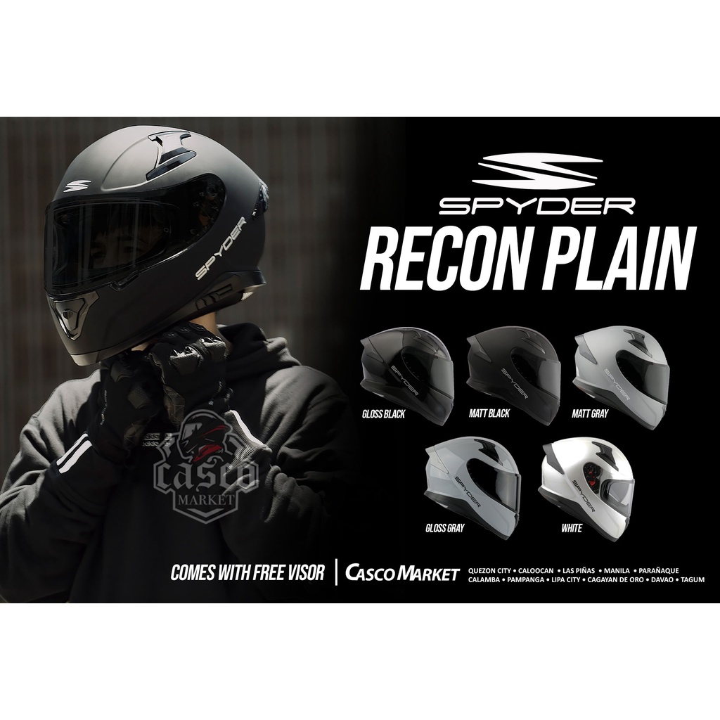 SPYDER RECON2 PD PLAIN COLOR FULL FACE DUAL VISOR MOTORCYCLE HELMET