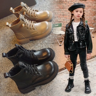 ✐☃❆Real soft leather girls Martin boots 2021 new autumn and winter girl single boots British style