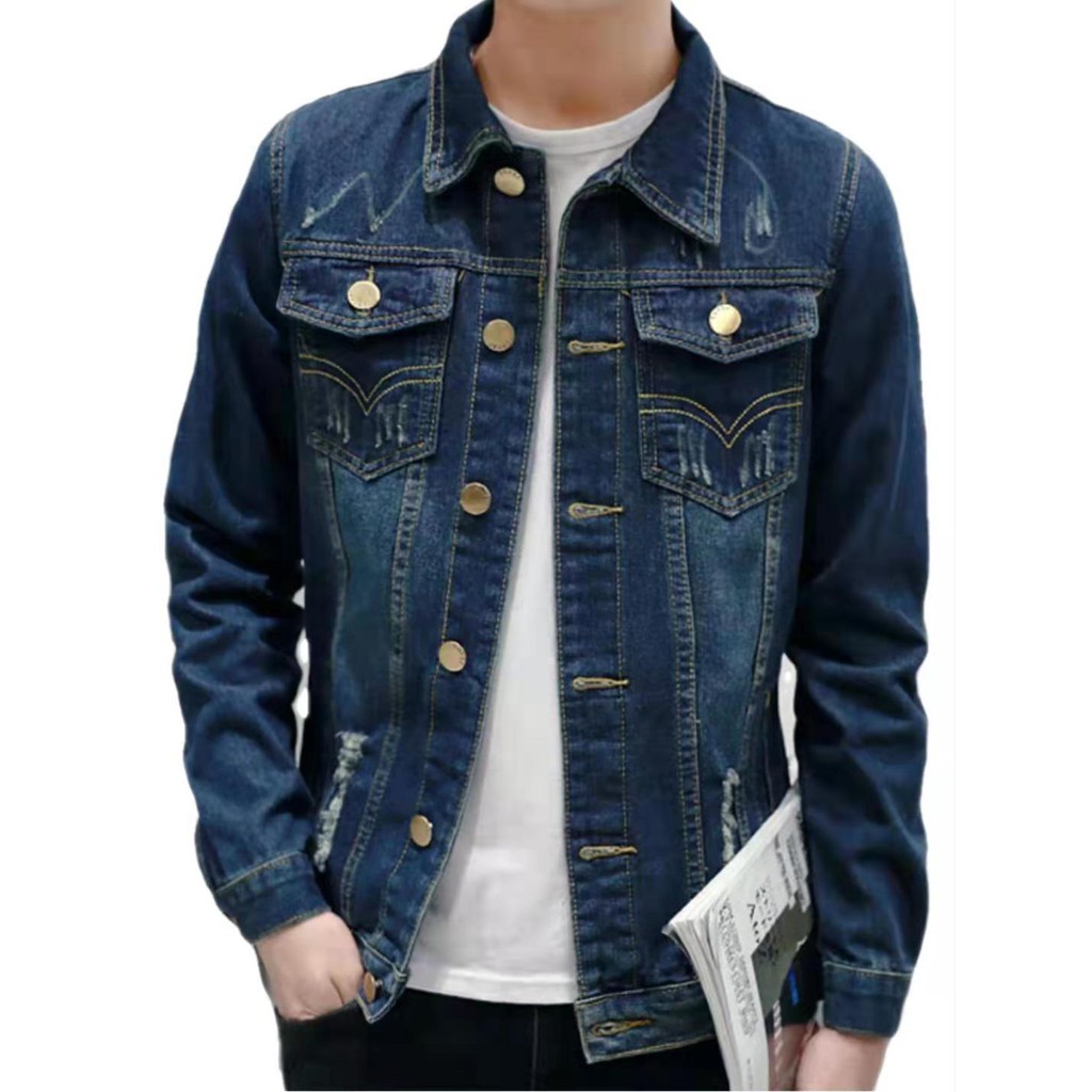 Casual Denim Jacket for Men's maong jacket w/pocket S-5XL | Shopee ...