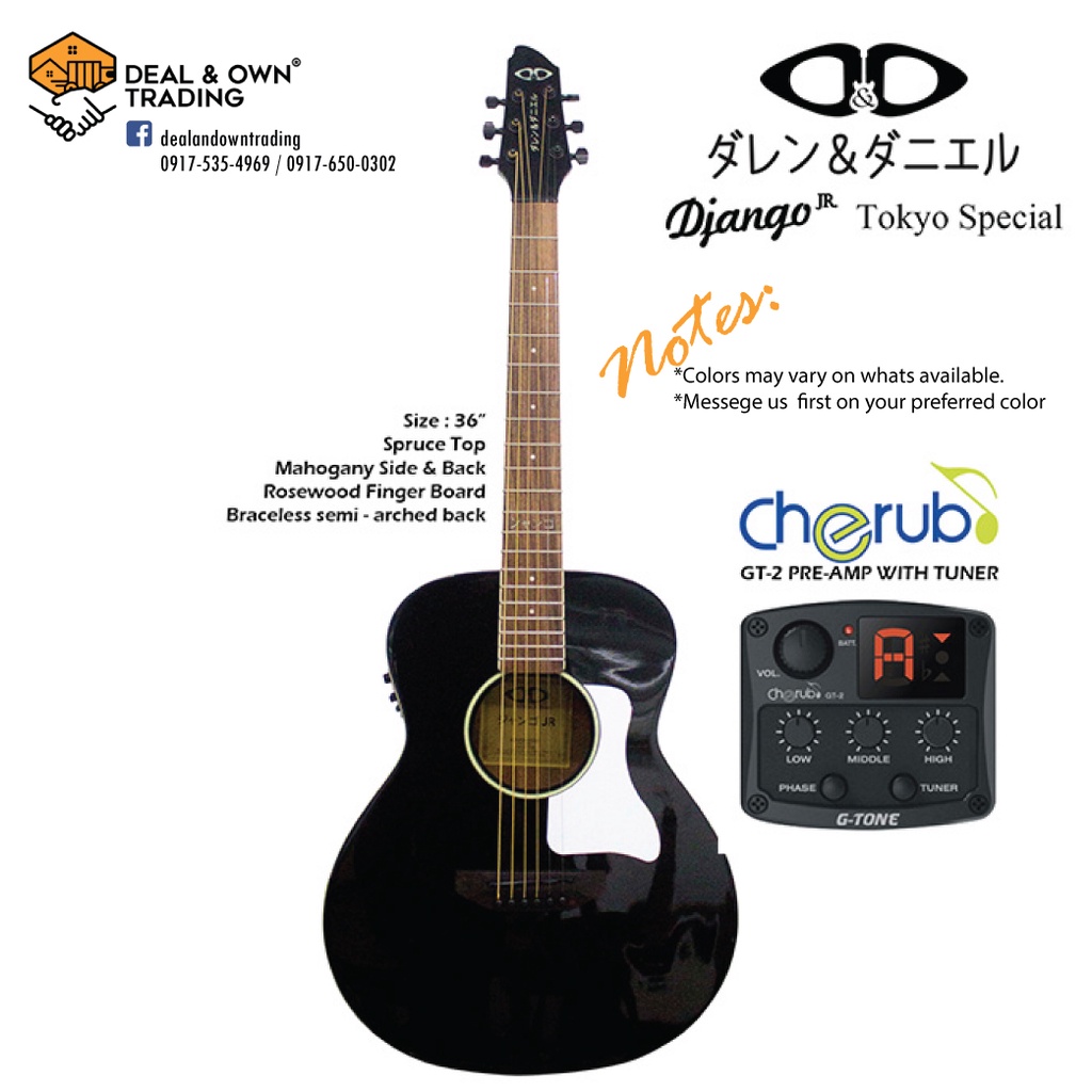 D&D Django Jr. Tokyo Special Acoustic GT2 Black w/ Bag (Black