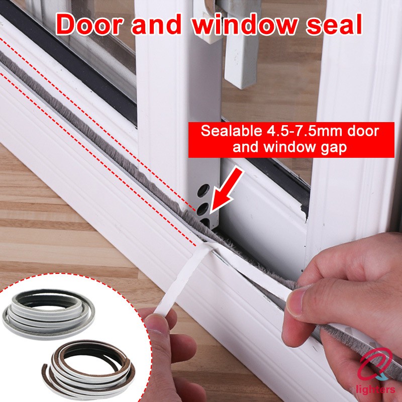 Lt 1 Pcs Self Adhesive Seal Strip 5m Door Draught Excluder Brush Windproof Window Protector