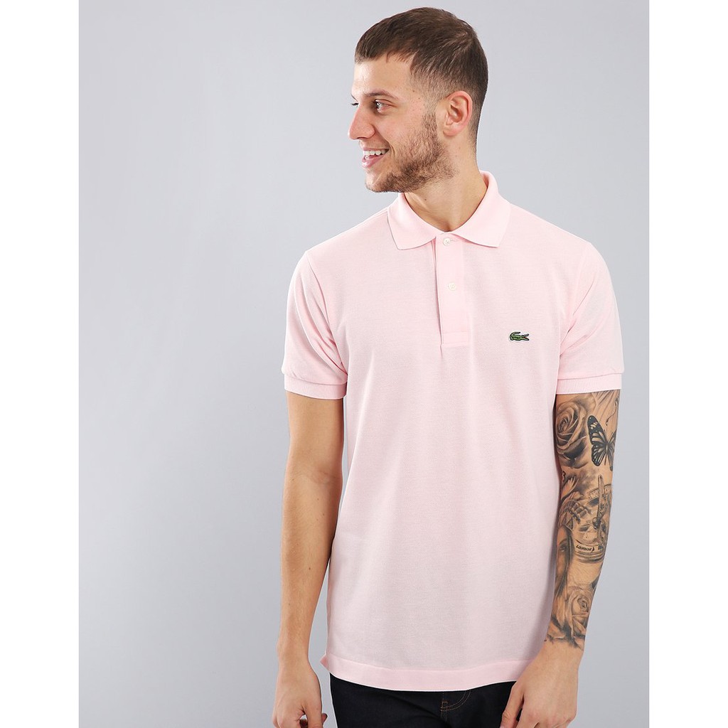 mens pink lacoste polo shirt