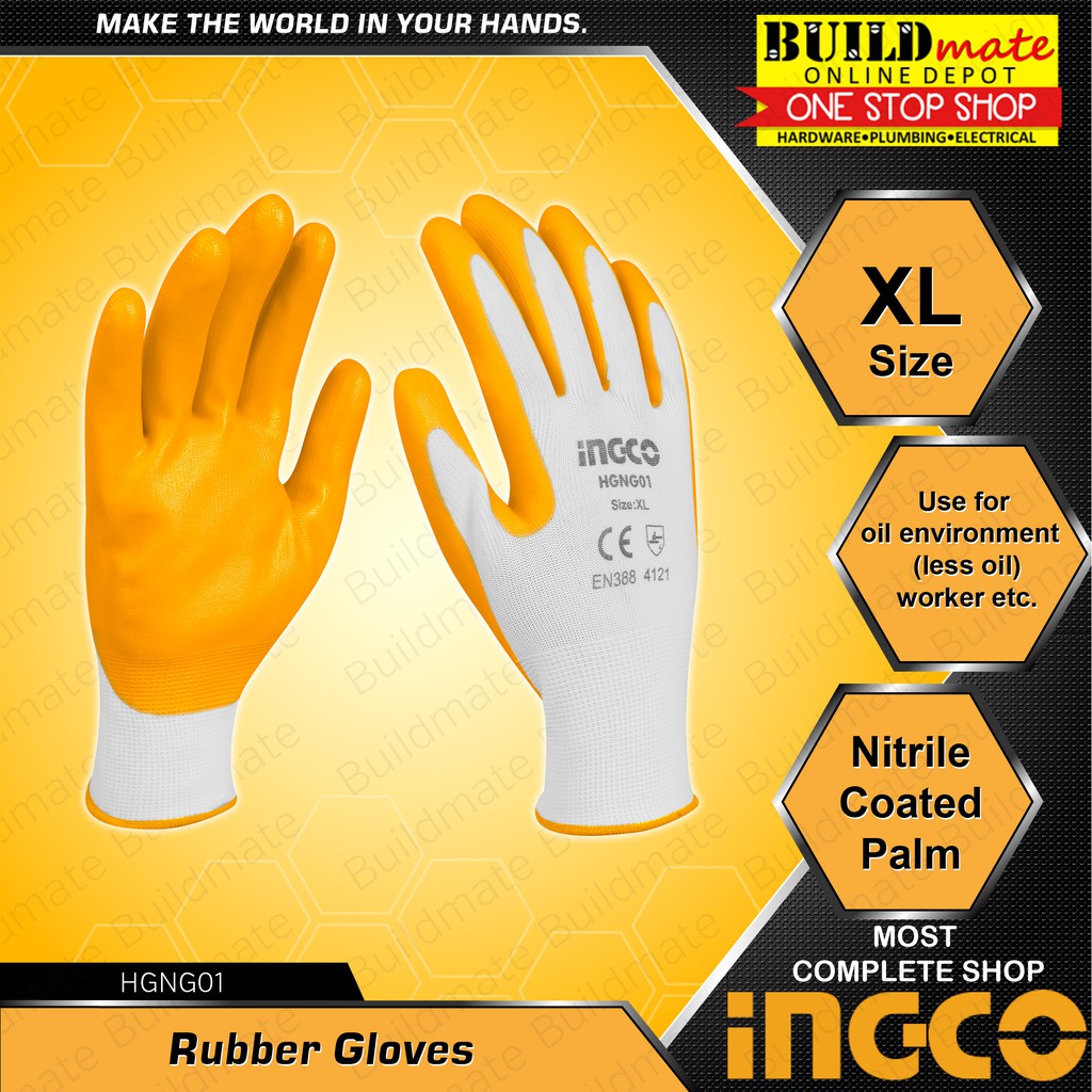 INGCO Nitrile Rubber Gloves HGNG01 •BUILDMATE• Shopee Philippines