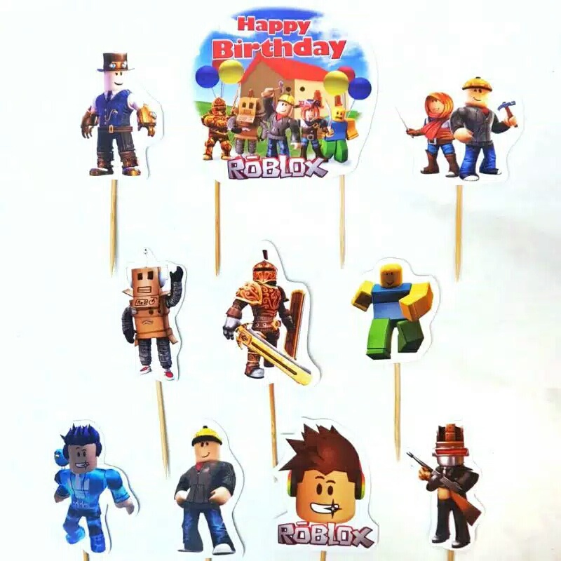 A set Of Roblox Ro blox Character Birthday cake topper Decoration ...