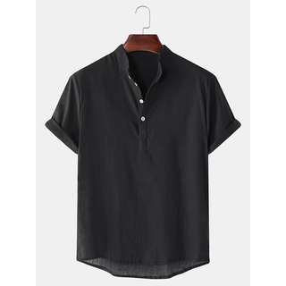 Emw Men's Premium Chinese Collar Casual Polo for Men Plain Cotton Short Sleeve #6
