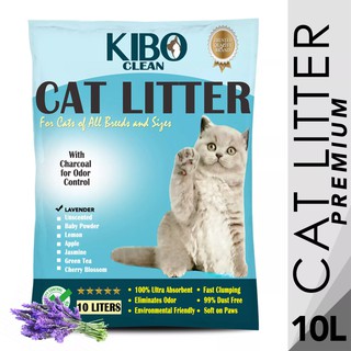 Kibo Clean Clumping Charcoal & Odor Control Cat Litter (PREMIUM: LAVENDER) 10L  Cat Litter Sand
