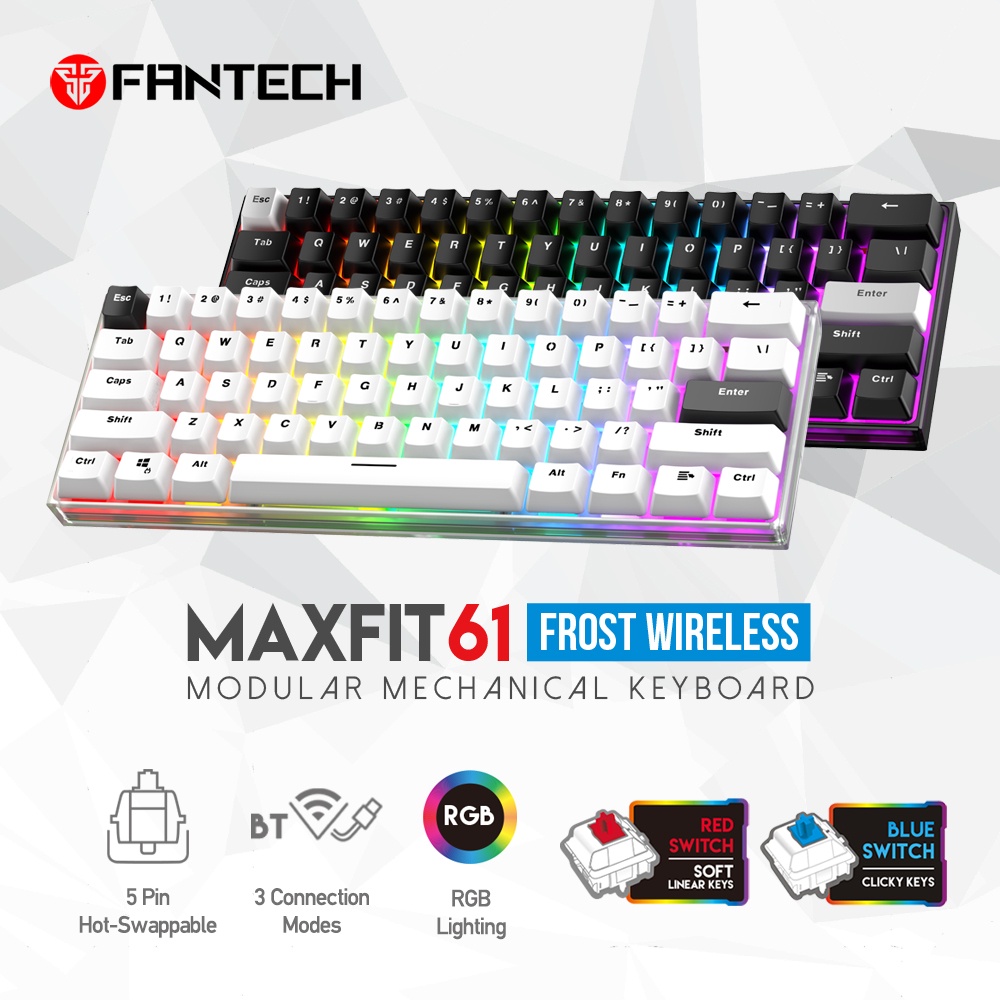 Fantech MAXFIT61 MK857 FROST WIRELESS Modular RGB Mechanical Keyboard Shopee Philippines
