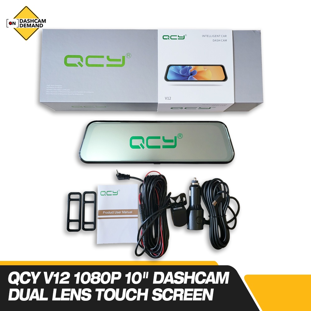 QCY V12 9.66" 1080P+720P IPS Full Touch Screen Night Vision Car Camera