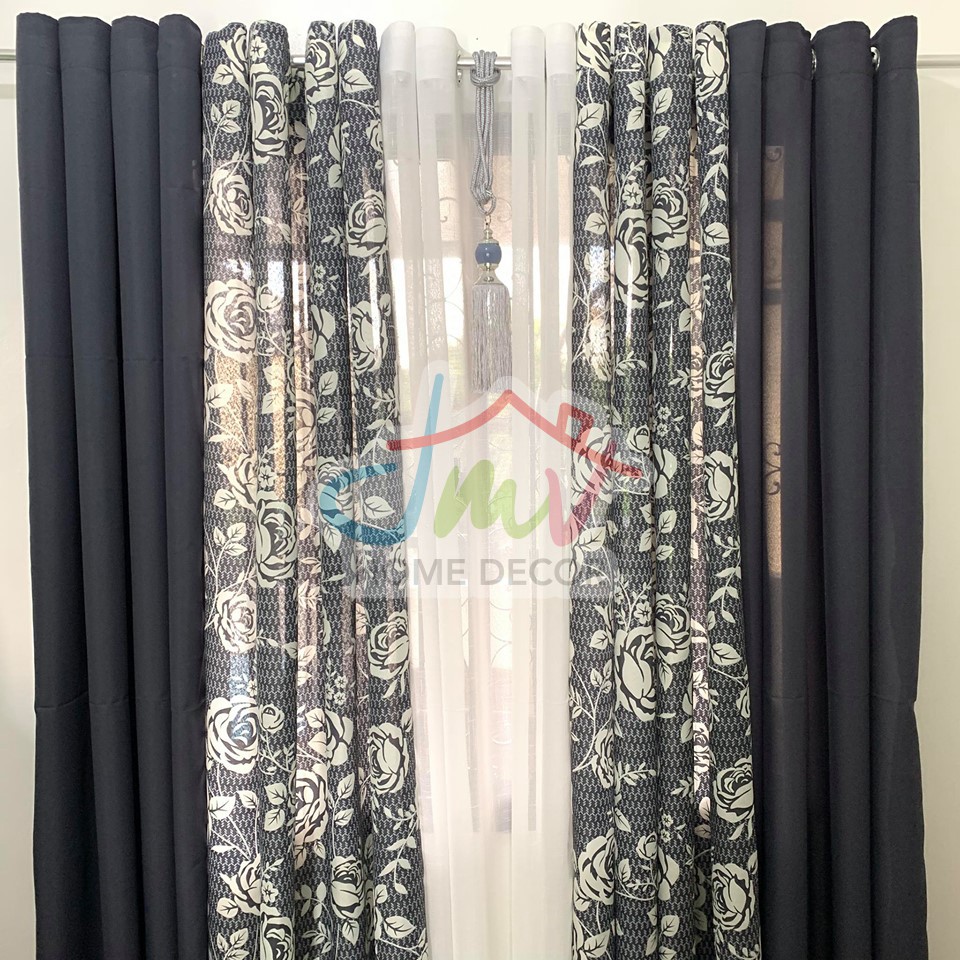 5 In 1 Black Rose Ring Curtains | Shopee Philippines