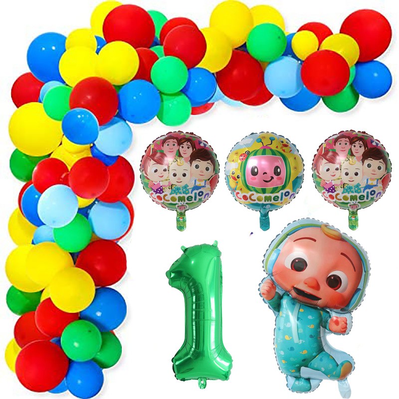 1Set Cartoon Cocomelon Balloons With Green Number Balloons Baby Shower  Happy Birthday Party Decor TV | Shopee Philippines