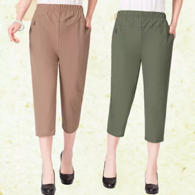 Pants 3/4 tokong plain plus size fits from 2834 waistline 7206