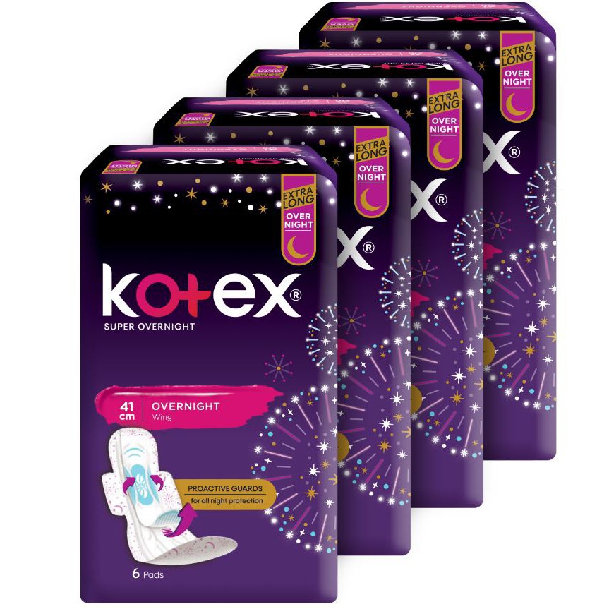 Kotex Super Overnights Feminine Pads 41cm 6 Pads x 4 Packs (24 Pads) Shopee Philippines