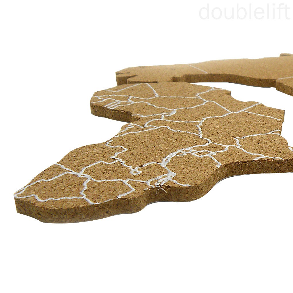 ﹍Travel World Map Strip Wooden Cork Board with Push Pins Self-adhesive Teaching Office Background W
