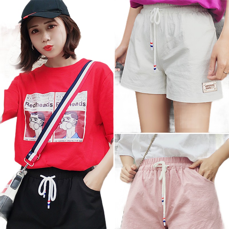 womens high waisted cotton shorts