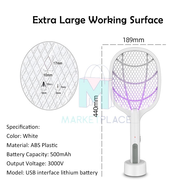 2 in 1 Electric Insect Racket electric mosquito killer lamp Mosquito Swatter USB Rechargeable