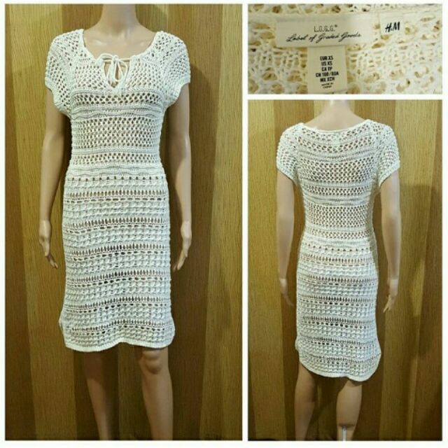 h&m white crochet dress