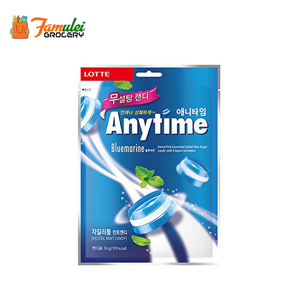 Lotte Anytime XYLITOL Mint Candy Bluemarine 74g Shopee Philippines
