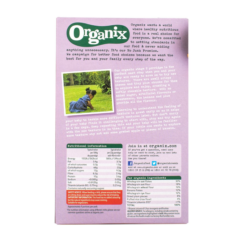 organix banana & plum porridge