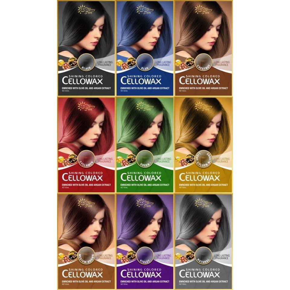 AUTHENTIC MERRYSUN Colored CELLOWAX SACHET Hair Cream Hairs Colored