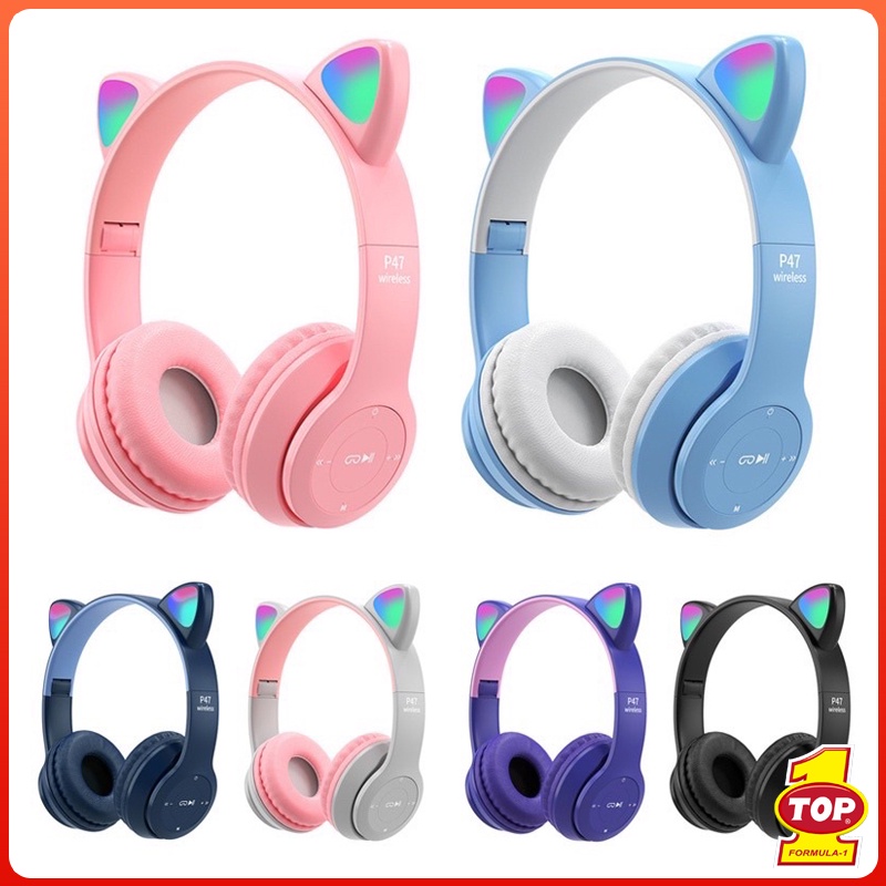 P47M Bluetooth Headphones Headset Headphone Cat Ear With Microphone