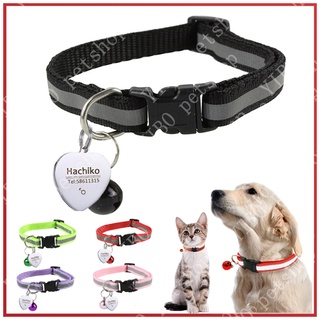 Personalized Stainless Steel Name Engraved ID Tags Pet Reflective Collar for Puppy Dog Cat Accesories Adjust 19-32cm