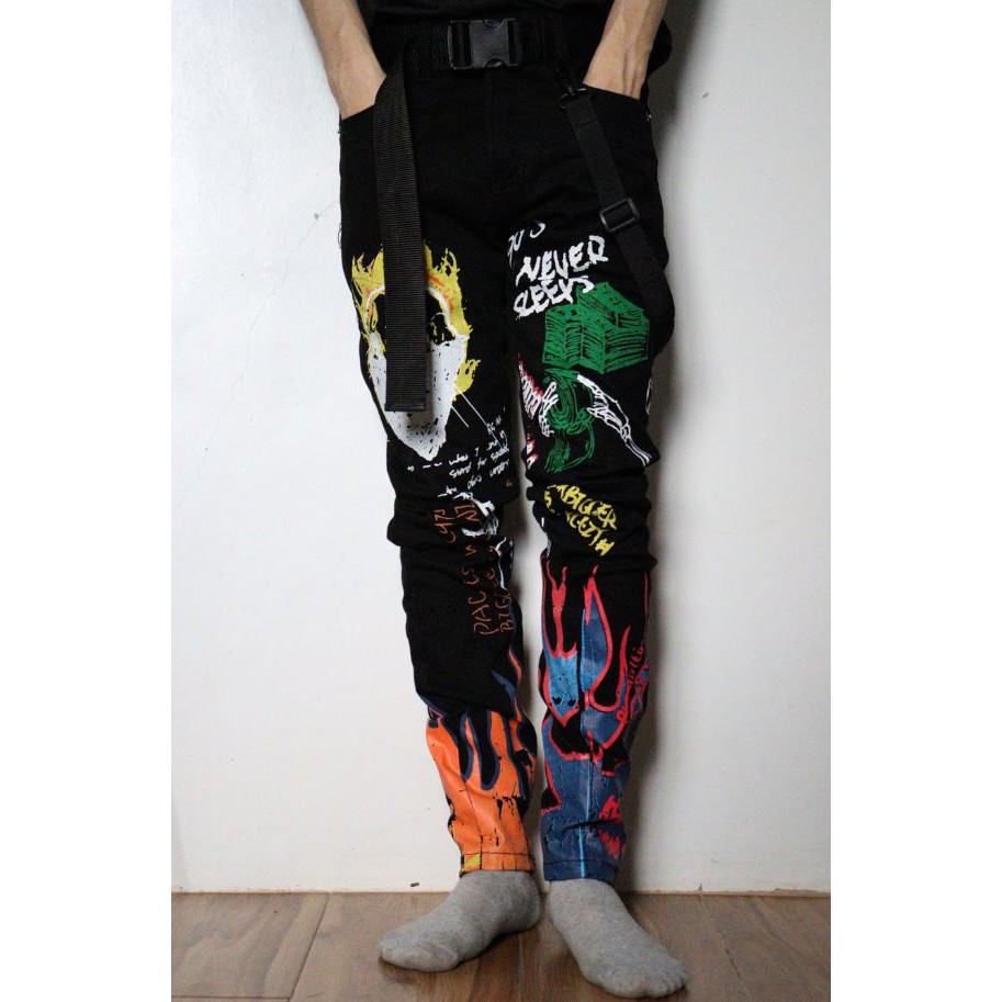 Graffiti Pants For Men - Hip Hop Pants - BLACK