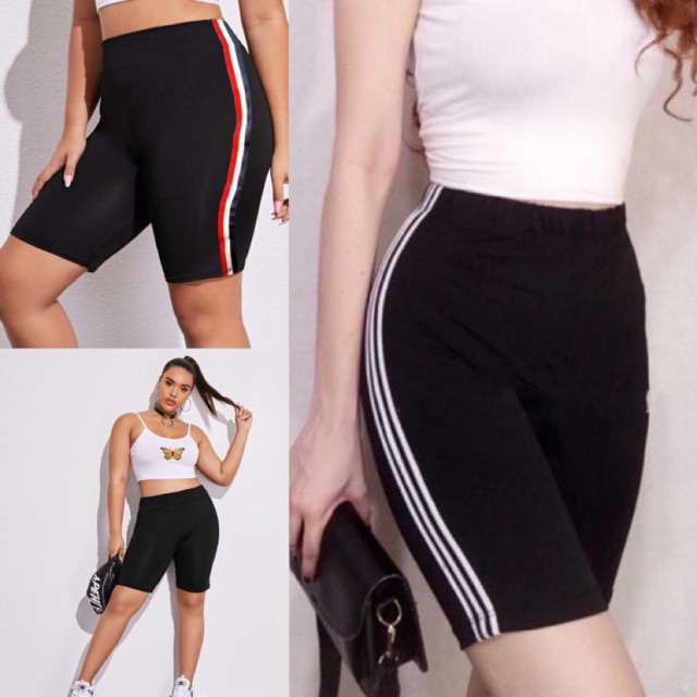 biker shorts with stripe on side