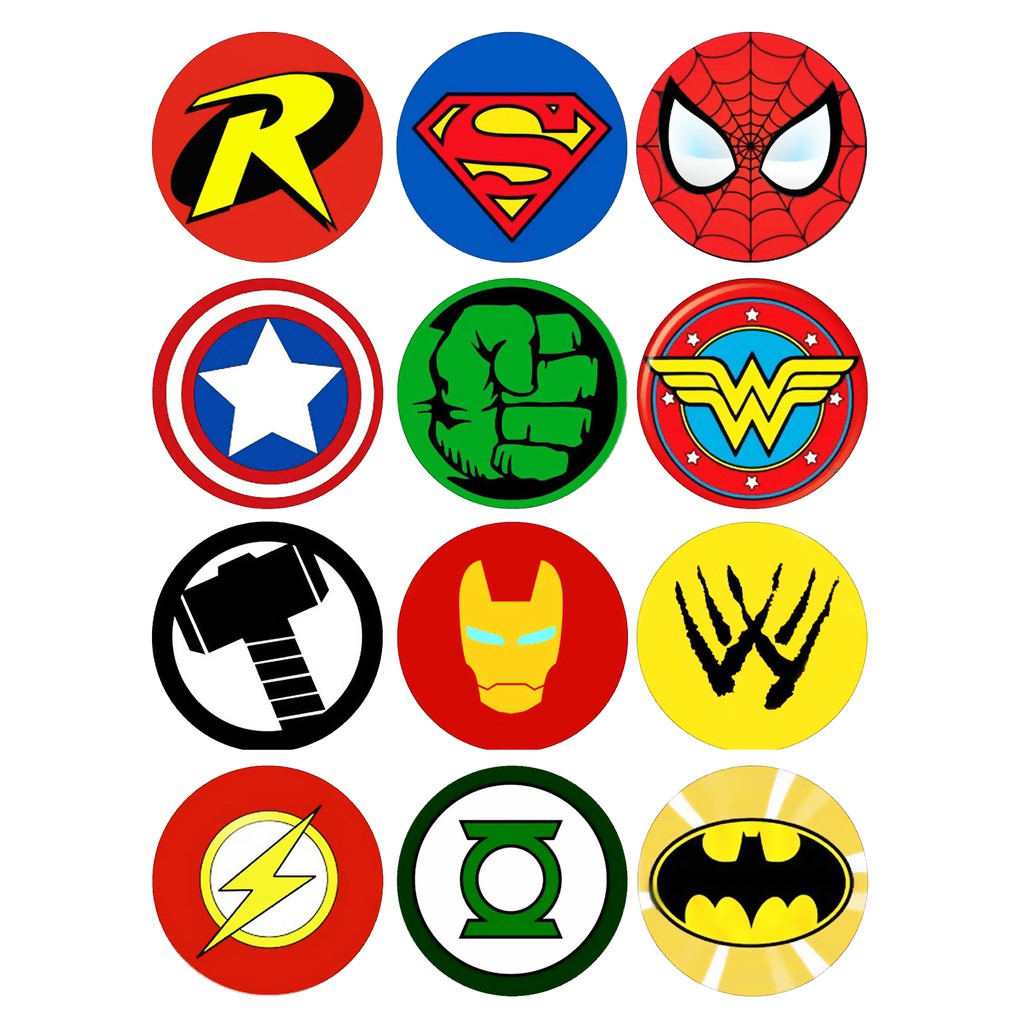 12pcs Super Heroes Waterproof Stickers (Various Characters) Shopee