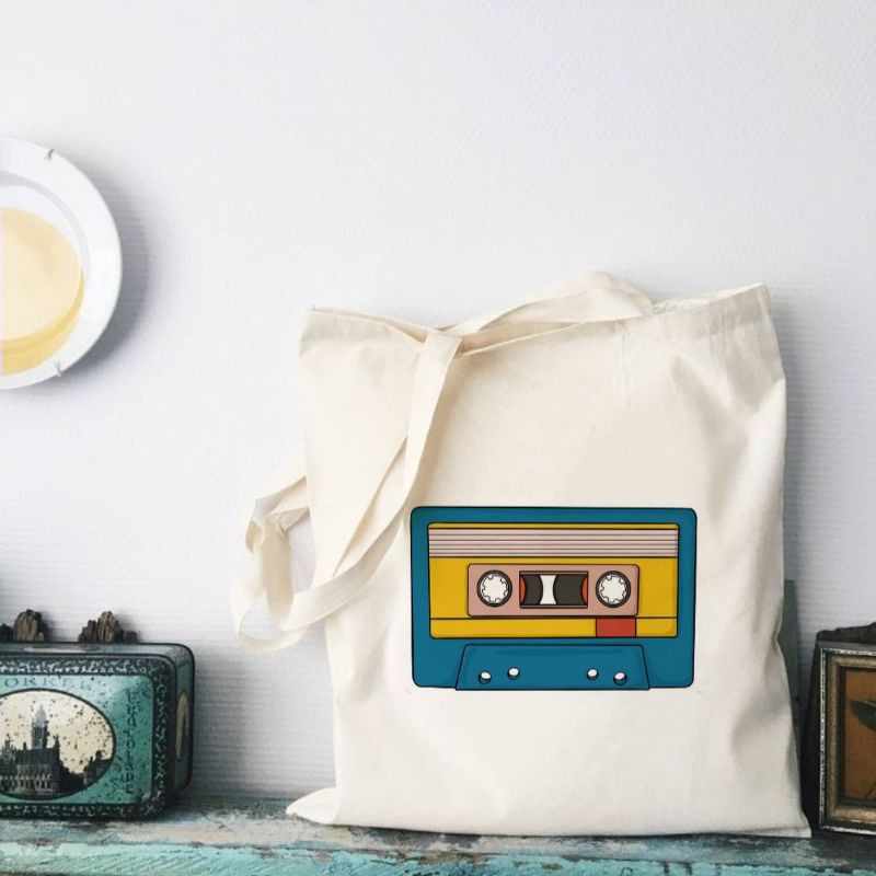 Trendy Graphic Canvas Flat Tote bag Tape 2 Shopee Philippines