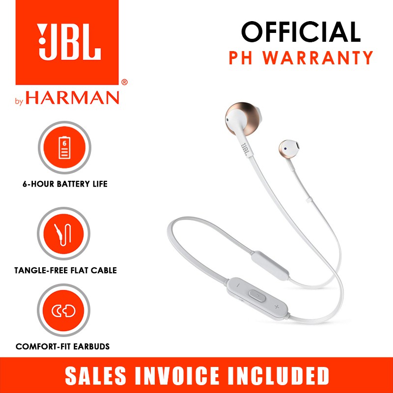 jbl t205bt pure bass wireless earphones