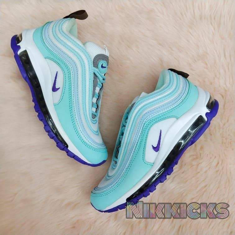 green and purple air max 97