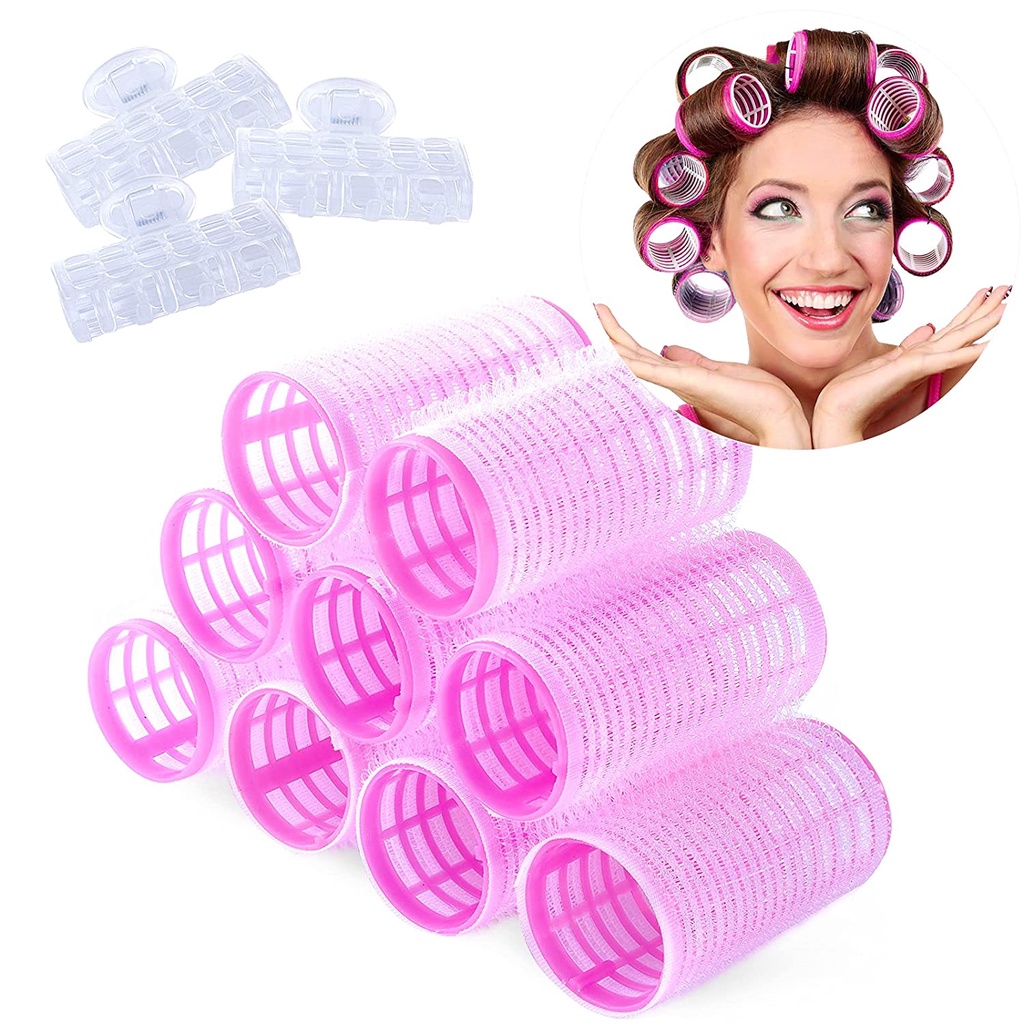 9Pcs/Lot Hair Rollers Bang Roll Curler Hair Curler Plastic Self-adhesive Hair Curling Hairdressing T | Shopee Philippines