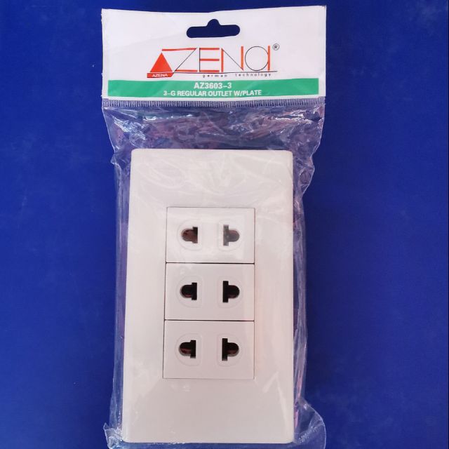 Azena 3 Gang Triple Outlet With Plate Universal Receptacle Saksakan ...