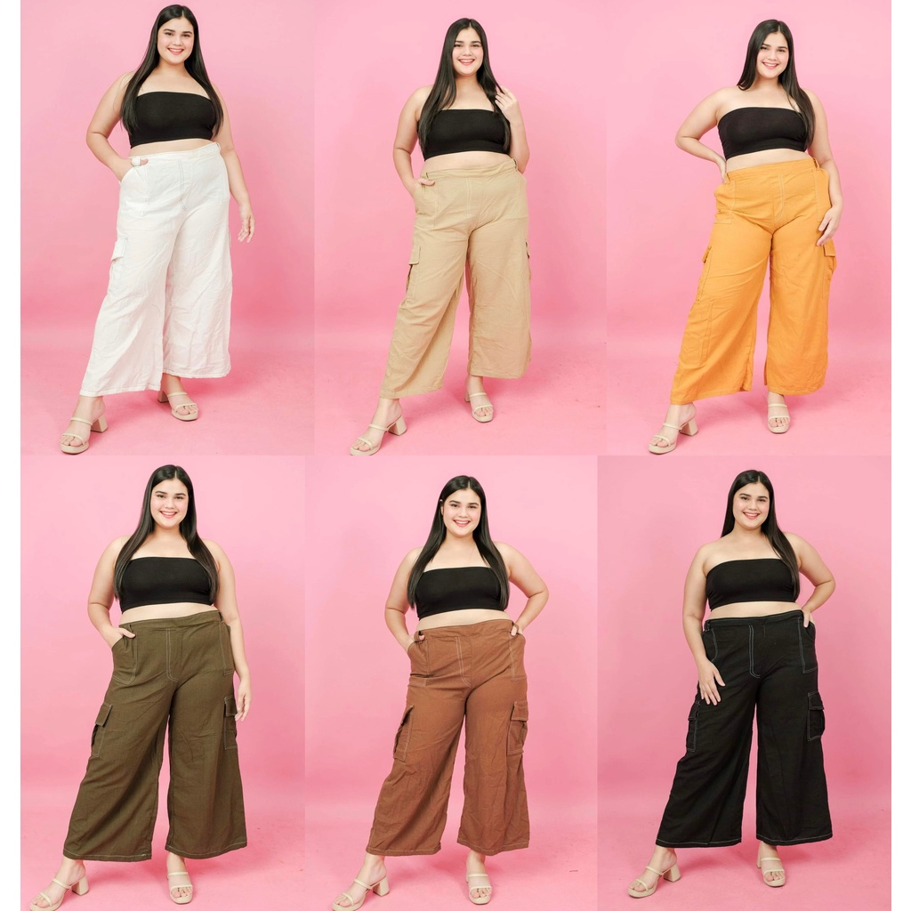 Plus Size Taytay High Waist Wide Leg Cargo Pants Shopee Philippines 2895