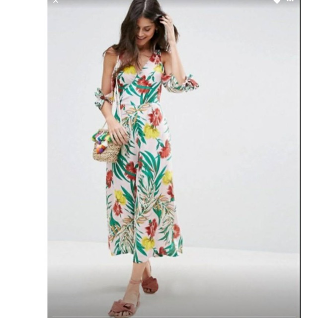 tropical print jumpsuit