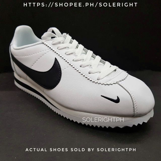 nike cortez premium white black
