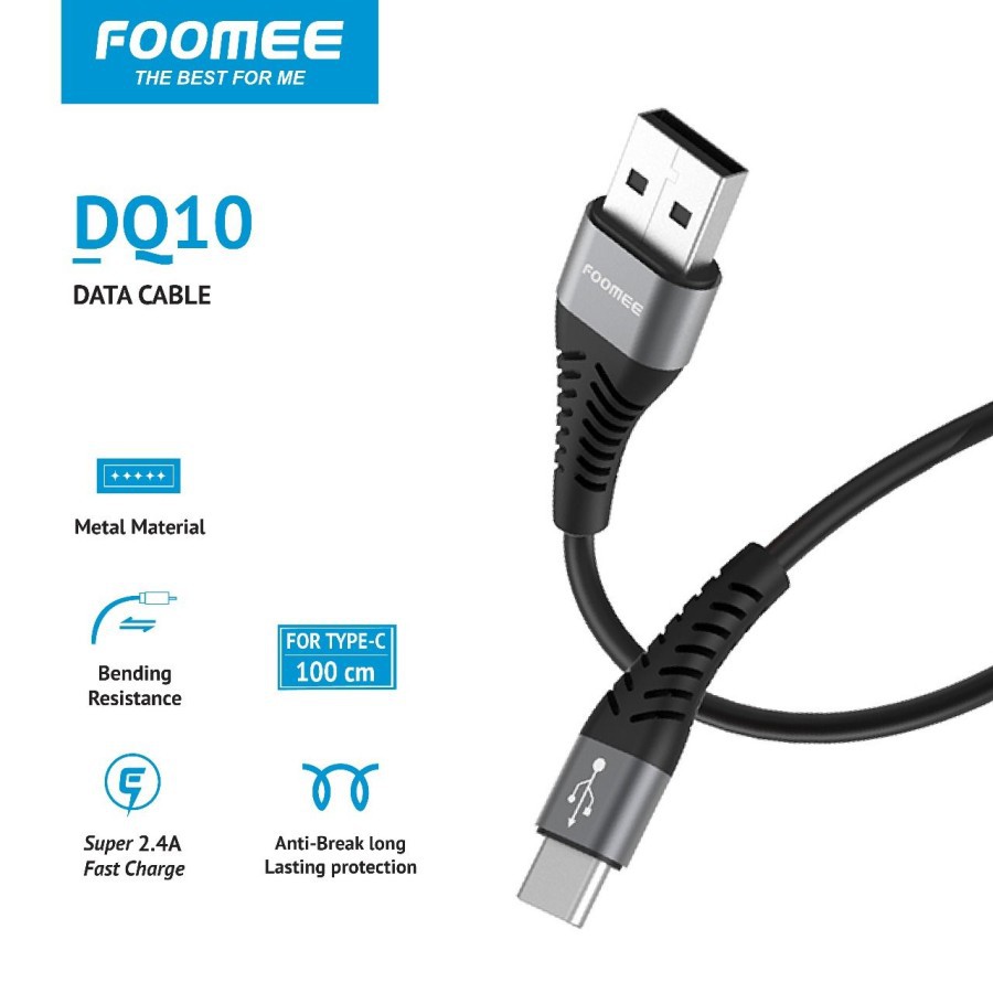 Foomee Dq10 Data Cable Typec 1m Data Cable Type C Fast Charging 2 1a Shopee Philippines