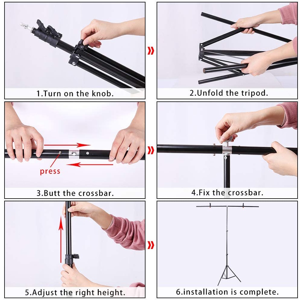T-Shape Portable Backdrop Support Stand Kit Adjustable Photo Background Stand Studio Photography #9