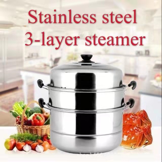 3 Layer Stainless Steamer (28cm) 3 Layer Steamer Siomai & Siopao