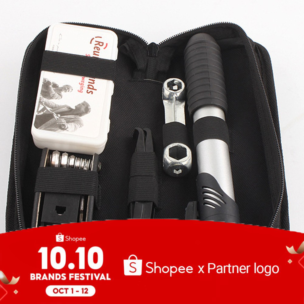Bicycle Repair Tool Bag Mini Pump Folding 15 in 1 Bicycle Tire Repair