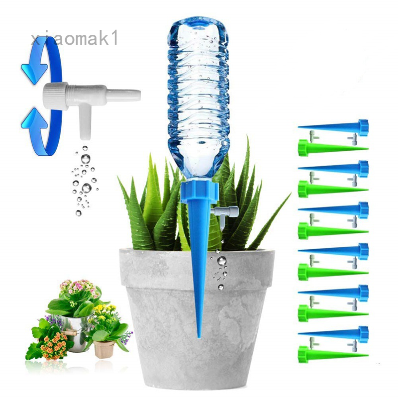Kingwora Plant Self Watering Spikes,12 Pack Automatic Irrigation Equipment Plant Water with Slow Release Control Valve Adjustable Water Volume Drip System for Home and Vacation Plant Watering 
