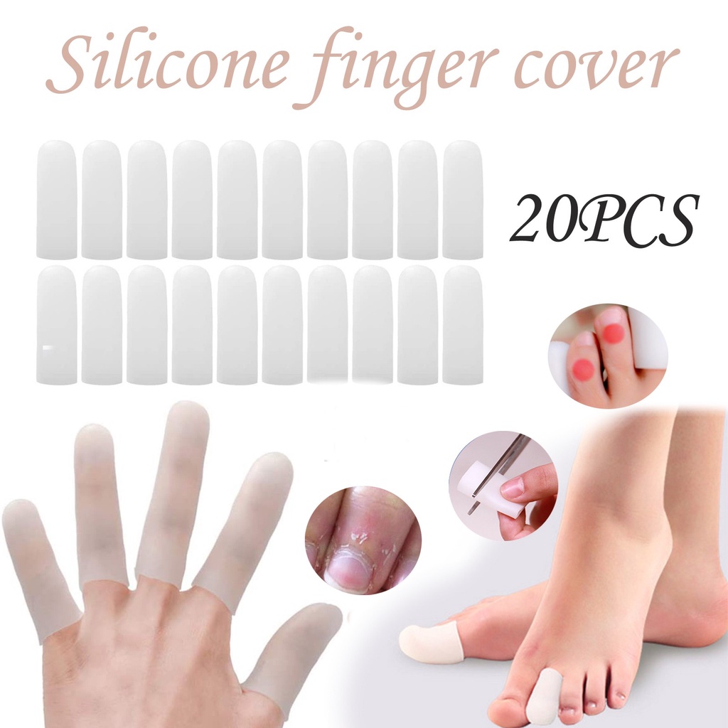 Betterlife 20PCS White Silicone Finger Toe Cots for Finger, Hand Eczema