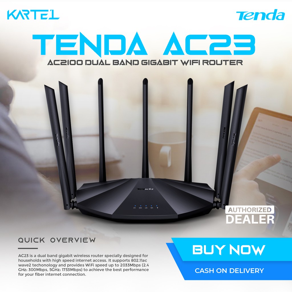 Tenda AC23 AC2100 Dual Band Gigabit WiFi Router (English Firmware) Shopee Philippines